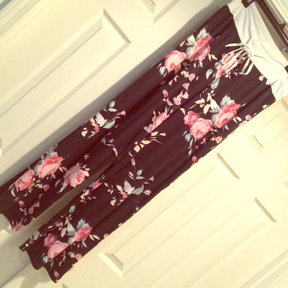 Silky floral summer pants